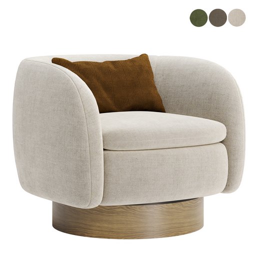 Muir White Boucle Swivel Chair 3d model Download Maxve
