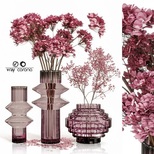 Set Pink bouquet 3d model Download Maxve