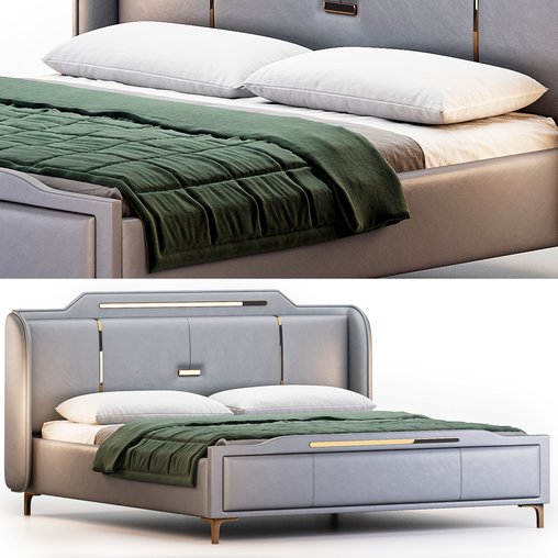 Modern Upholstered bed by Litfad 3d model Download Maxve
