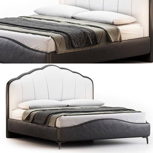 Elegant Upholstered bed by Litfad 3d model Download Maxve