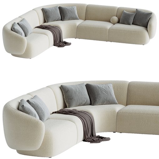 Auburn Performance Fabric L-Shape Sectional Sofa 3d model Download Maxve