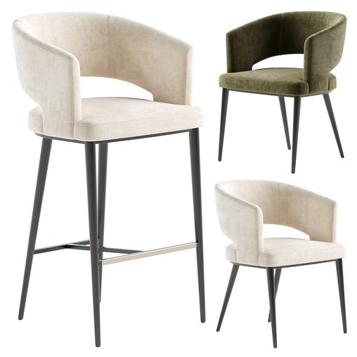 Circa Barstool & Circa Dining Chair 3d model Download Maxve