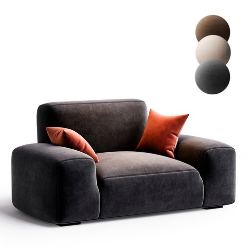 Grey modern armchair 3d model Download Maxve