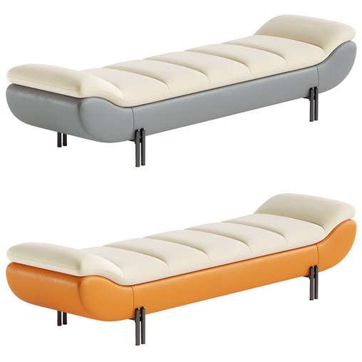 Armless Backless Upholstered Wood Modern Bedroom Bench 3d model Download Maxve