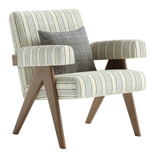 Boro Stripe Ashton Upholstered Teak Accent Chair 3d model Download Maxve