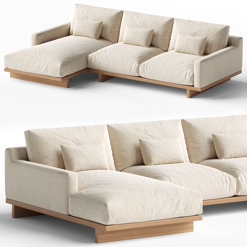 Mori Performance Fabric Chaise Sectional Sofa 3d model Download Maxve