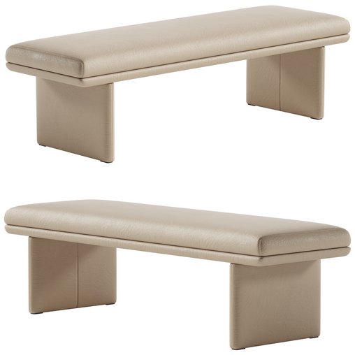 Upholstered Grey Modern Bedroom Bench 3d model Download Maxve
