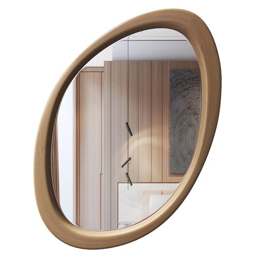 Asymmetrical Wooden Frame Mirror 3d model Download Maxve