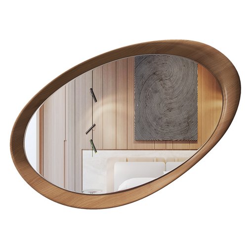 Asymmetrical Wooden Frame Mirror 03 3d model Download Maxve