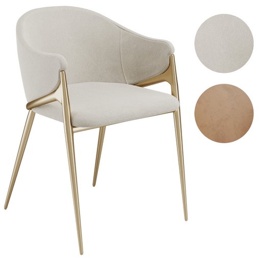 Luxury Brass Mink Velvet Dining Chair 3d model Download Maxve
