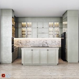 Neoclassical kitchen 3d model Download Maxve