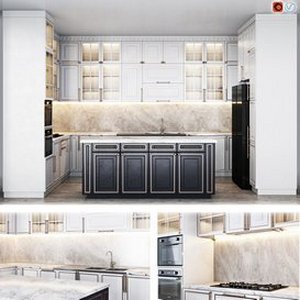 Neoclassical kitchen02 3d model Download Maxve