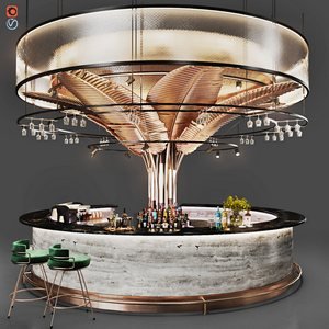 Cocktail Bar- Island Bar-cafe10 3d model Download Maxve
