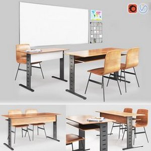 Classroom furniture 3d model Download Maxve
