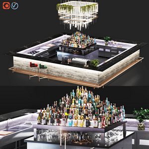 Cocktail Bar- Island Bar-cafe09 3d model Download Maxve
