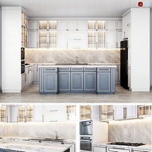 Neoclassical kitchen03 3d model Download Maxve