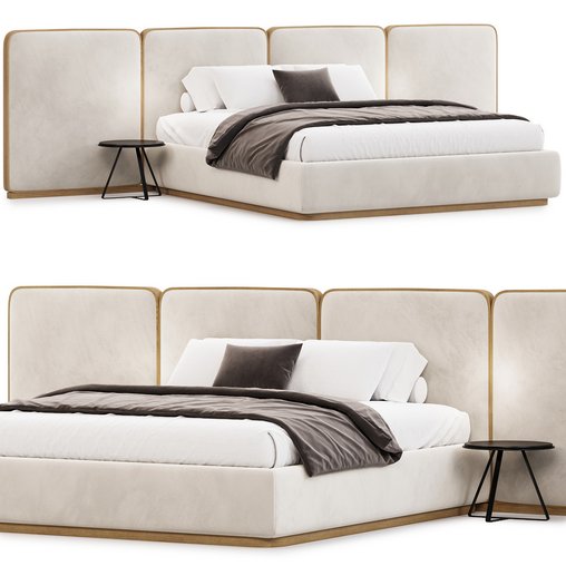 Gem Upholstered King Queen Bed 3d model Download Maxve