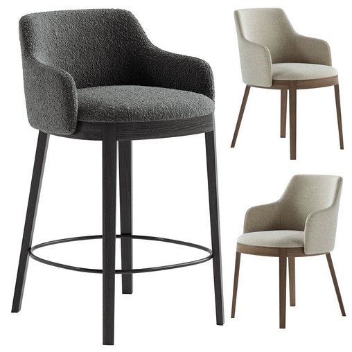 Alina bar stool & Alina chair 3d model Download Maxve