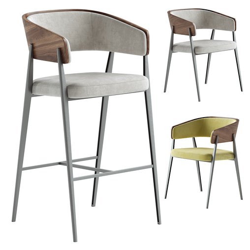 Aria Dining Chair & Aria Barstool 3d model Download Maxve