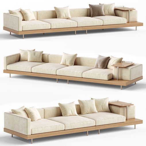 Japandi XXL Wooden Sofa 02 3d model Download Maxve