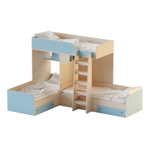 Bed RV Furniture Trio 3d model Download Maxve