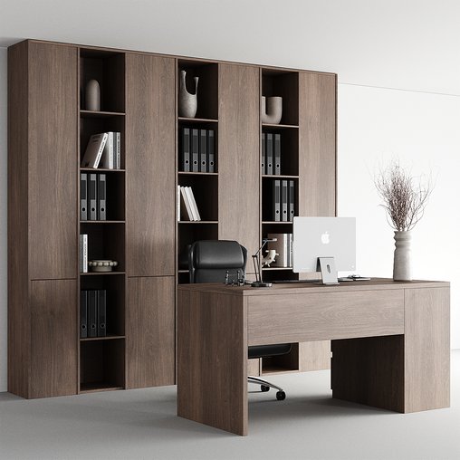 Boss desk set 001 3d model Download Maxve