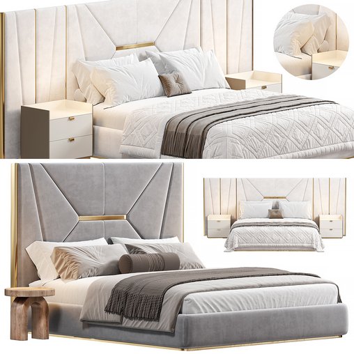 AMBER BEDROOM LUXURY FURNITURE Bed by saberjewels 3d model Download Maxve