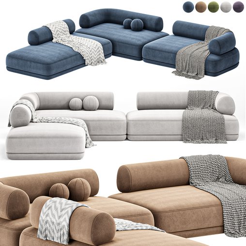 Bumper Sectional sofa By Zanotta 3d model Download Maxve