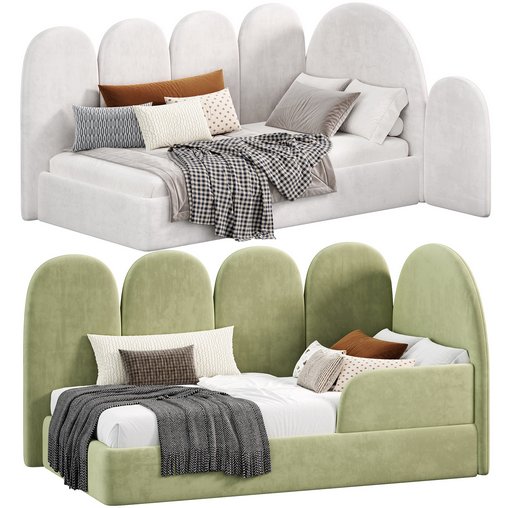 Rhea green Bed by furni 3d model Download Maxve