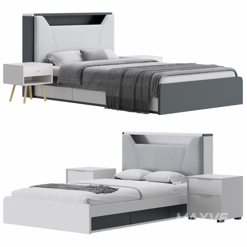 Gray Faux Leather Upholstered Bed