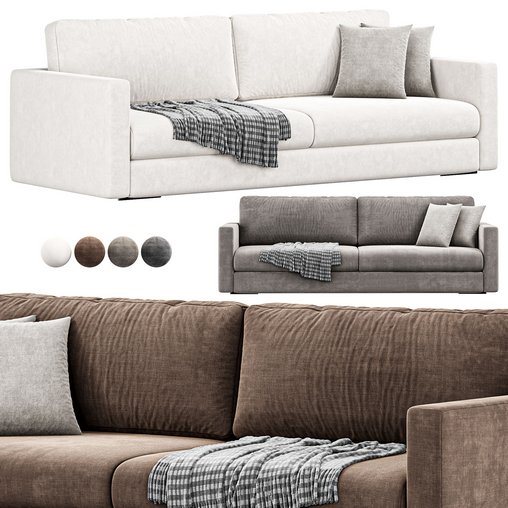 Magnum 3 Seater Fabric Sofa By Flexform 3d model Download Maxve