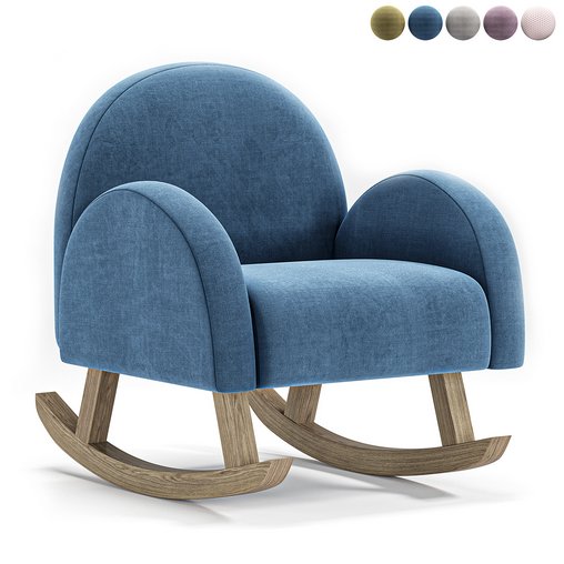 Solid Wood Rainbow Rocker Chair 3d model Download Maxve