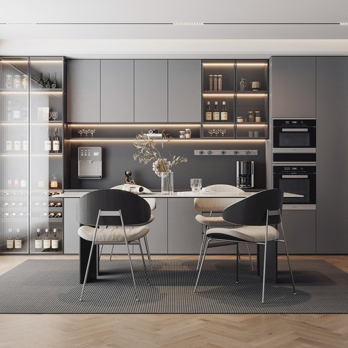 Modern dining room 3d model Download Maxve