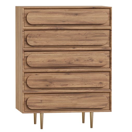 Olga 5 drawer chest of drawers in acacia wood Tikamoon 3d model Download Maxve