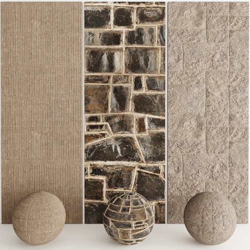 Stone Wall collection 3d model Download Maxve