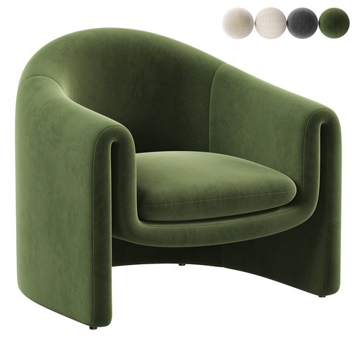Pollman Upholstered Barrel Chair 3d model Download Maxve