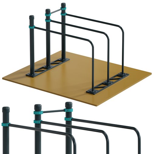 Double Curved Gym Bars by Kenguru 3d model Download Maxve