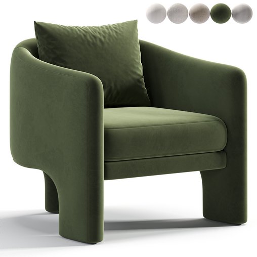 Upland Upholstered Armchair 3d model Download Maxve