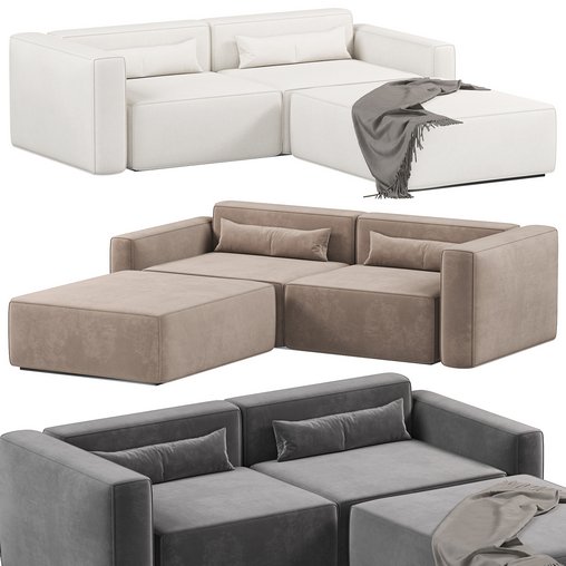 Mix Modular 3 PC Sectional 3d model Download Maxve
