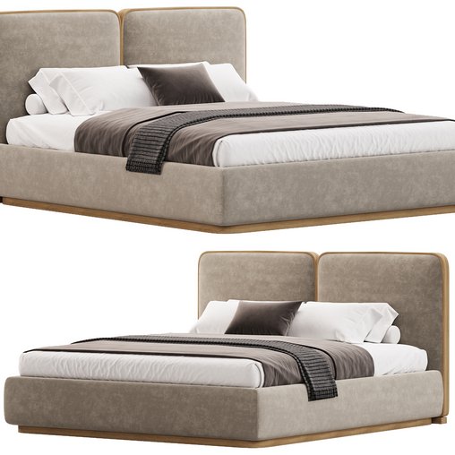 Gem Upholstered King Queen Bed 3d model Download Maxve