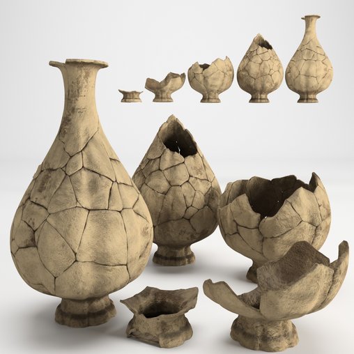 Decorative broken historical pottery 3d model Download Maxve
