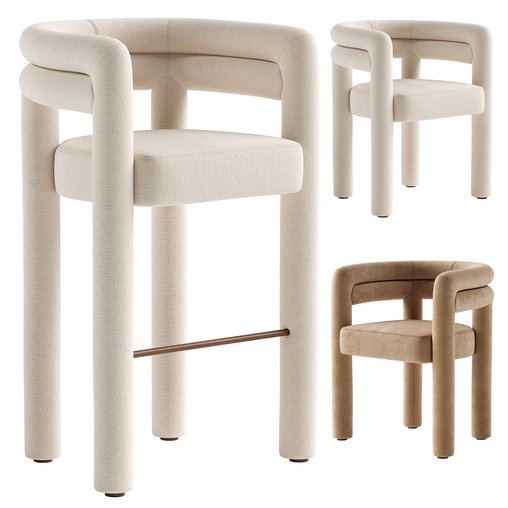 Tacova Bar Stool & Tacova Dining Chair 3d model Download Maxve