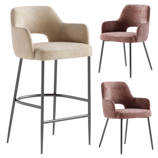 Brandi bar stool & Brandi armchair 3d model Download Maxve