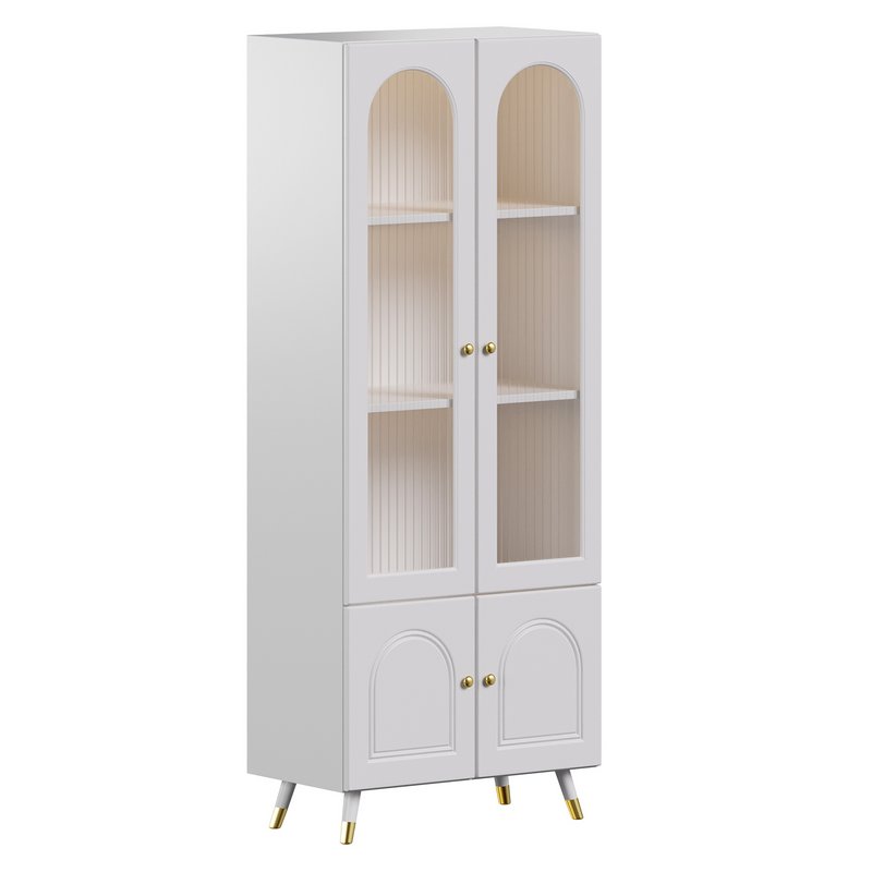 Cabinet Included White Closed Back Wooden Standard Bookcase 2