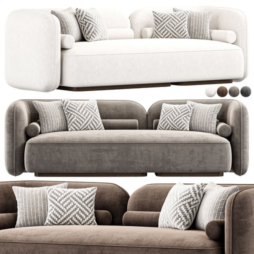 Scandinavian Style Velvet Sofa 3d model Download Maxve