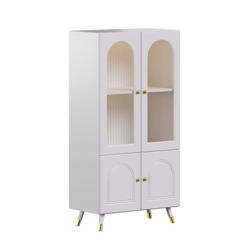 Cabinet Included White Closed Back Wooden Standard Bookcase 3d model Download Maxve