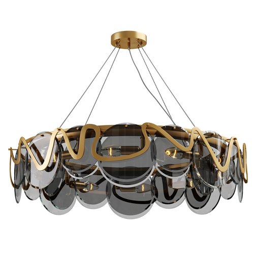 Postmodern 8 Light Smokey Gray Glass Chandelier with Adjustable Cables 3d model Download Maxve