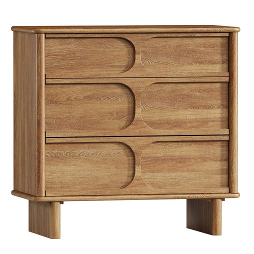 Crate & Barrel Weight Three Drawer Chest of Drawers 3d model Download Maxve