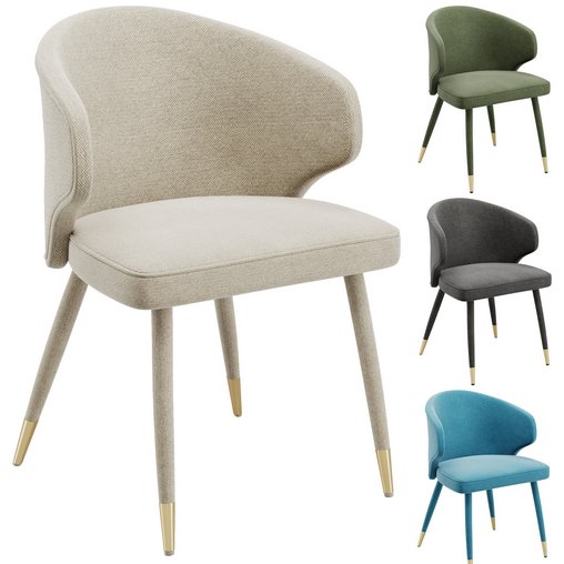 Sumiko Velvet Upholstered Dining Chair 3d model Download Maxve