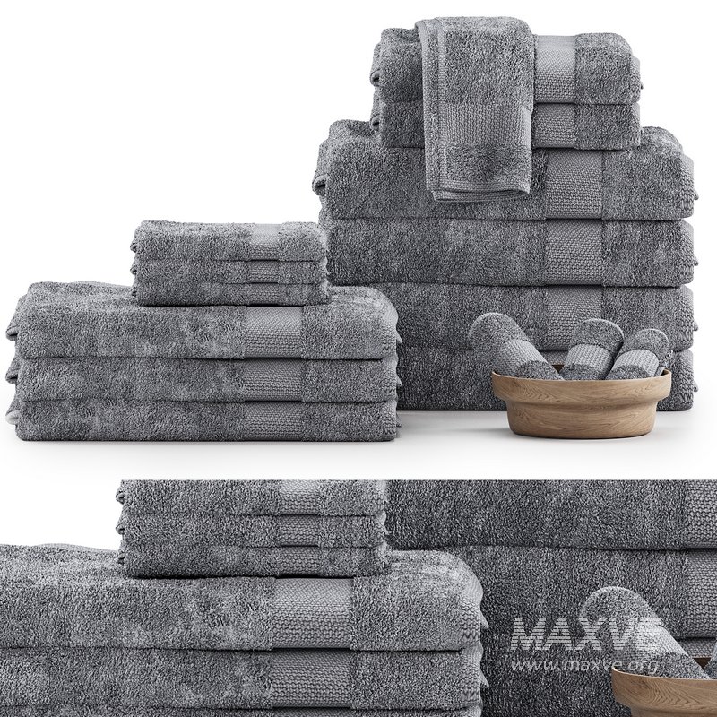 Cotton Bath Towel Collection 3d model Download Maxve